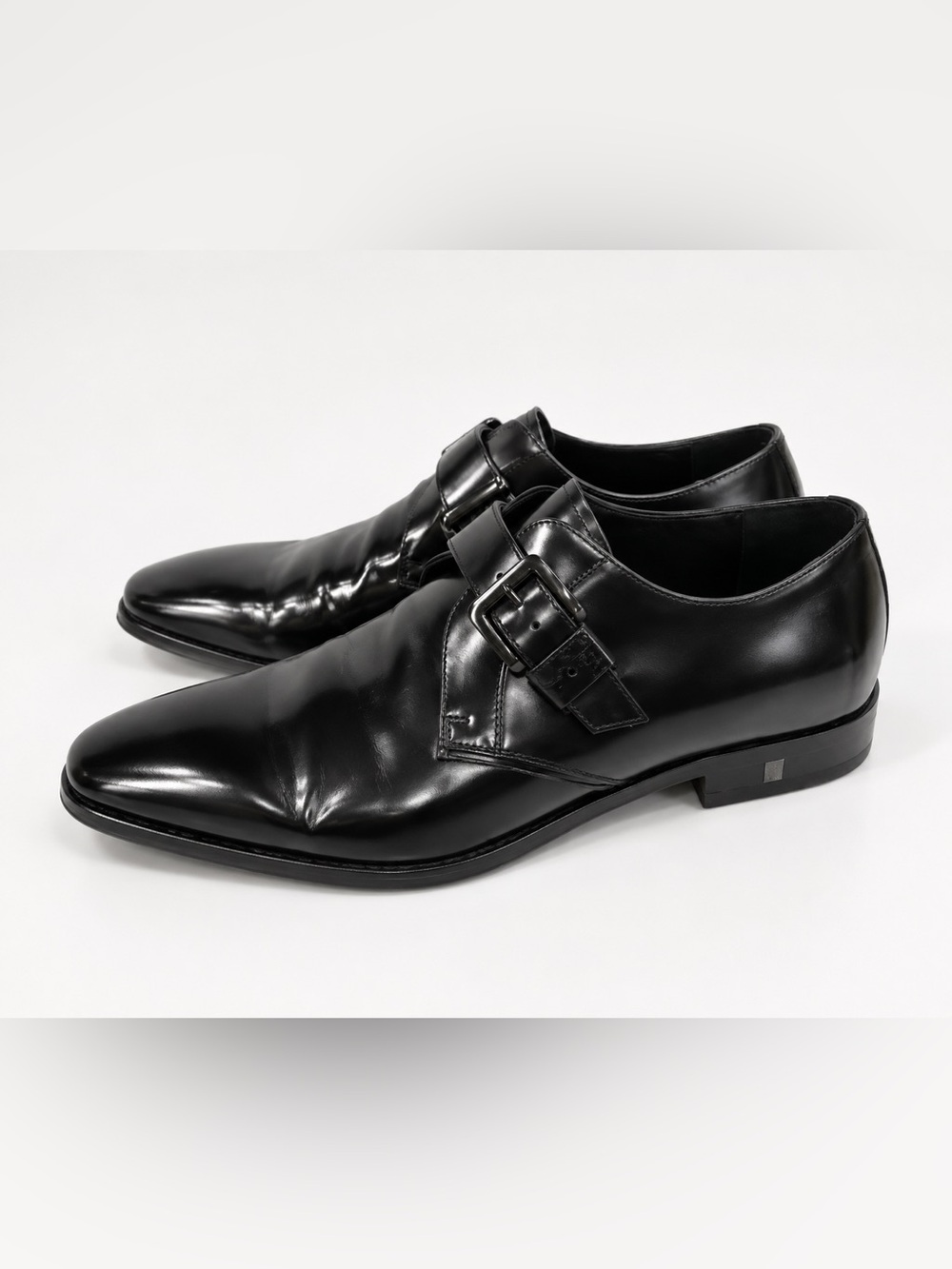 Versace Collection Men’s Black Monk Strap Dress Shoes 41 Leather Buckle Formal